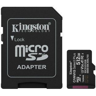 Kingston 512GB microSDXC Canvas Select Plus Gen3 Card + Adapter Модуль флэш-памяти 99-10032623 фото