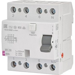 ЕТІ 4р EFI6-P4 40/0,03 тип AC (6kA) Реле диференційне (ПЗВ) 99-10034711 фото