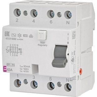 ЕТІ 4р EFI6-P4 63/0,03 тип AC (6kA) Реле диференційне (ПЗВ) 99-10034712 фото
