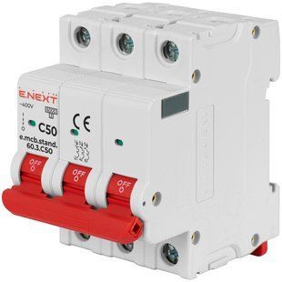Enext e.mcb.stand.60.3.C50, 3р, 50А, C, 6кА Модульний автоматичний вимикач 99-00021468 фото