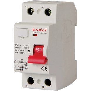 Enext e.rccb.stand.2.25.30 2р, 25А, 30mA Вимикач диференційного струму 99-00021470 фото