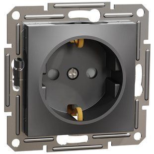 Schneider Electric Asfora EPH2900271 Розетка із заземленням та шторками антрацит 99-00018347 фото