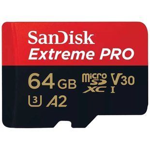 SanDisk microSD 64GB C10 UHS-I U3 Extreme Pro V30 + SD Карта памяти 99-10028158 фото
