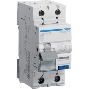 Hager ACA916D Дифавтомат 1P+N 6kA B-16A 10mA A 99-10029019 фото